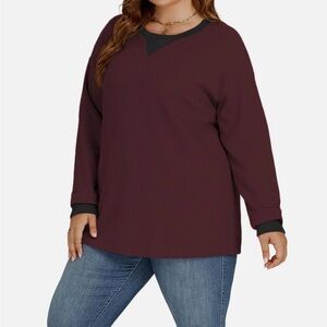 VISLILY Women’s Long Sleeve Waffle Knit Sweatshirt
